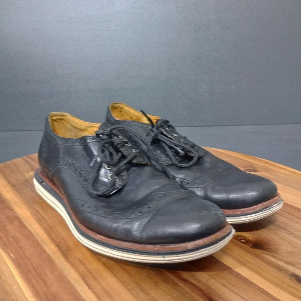 Cole Haan ZeroGrand Wingtip Oxford‎ Shoes Mens 9.5 Black Leather Office Work